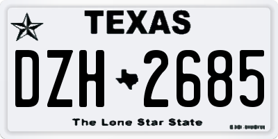 TX license plate DZH2685