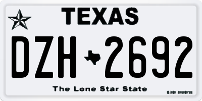 TX license plate DZH2692