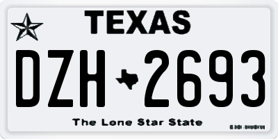 TX license plate DZH2693