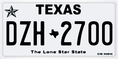 TX license plate DZH2700