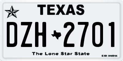 TX license plate DZH2701