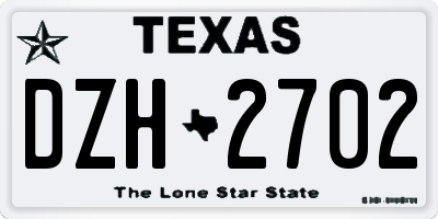 TX license plate DZH2702