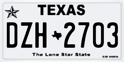 TX license plate DZH2703