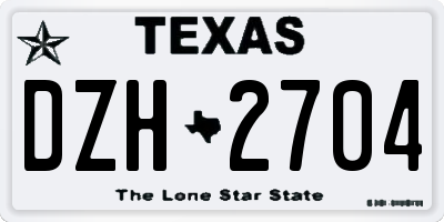 TX license plate DZH2704
