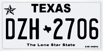 TX license plate DZH2706