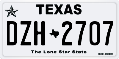 TX license plate DZH2707