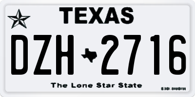 TX license plate DZH2716