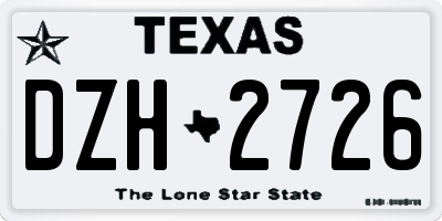 TX license plate DZH2726