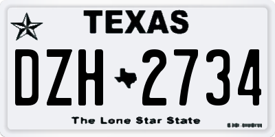 TX license plate DZH2734
