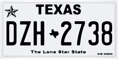 TX license plate DZH2738