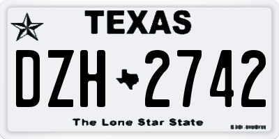 TX license plate DZH2742
