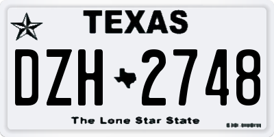 TX license plate DZH2748