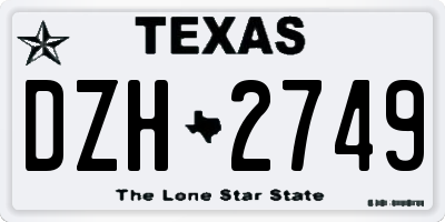 TX license plate DZH2749
