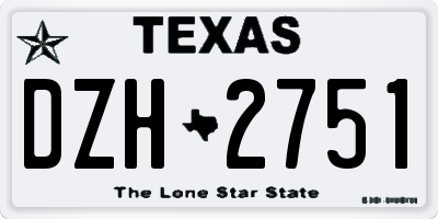 TX license plate DZH2751