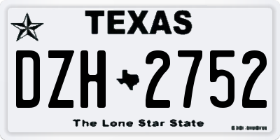 TX license plate DZH2752
