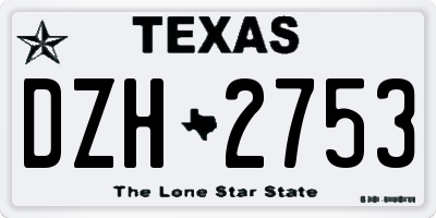 TX license plate DZH2753