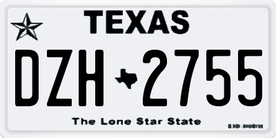TX license plate DZH2755