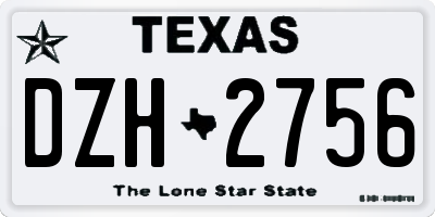 TX license plate DZH2756