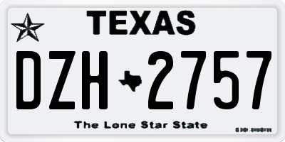 TX license plate DZH2757