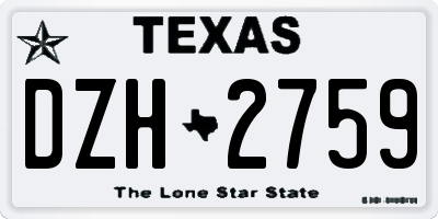 TX license plate DZH2759