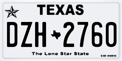 TX license plate DZH2760