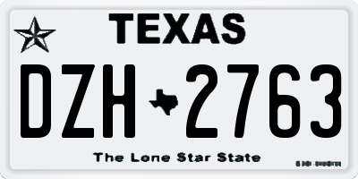 TX license plate DZH2763