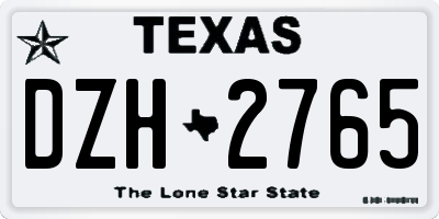 TX license plate DZH2765
