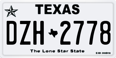 TX license plate DZH2778