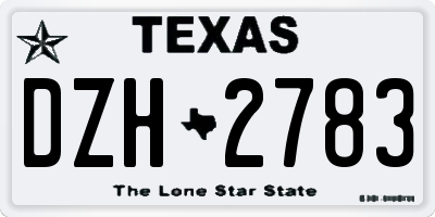 TX license plate DZH2783