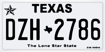 TX license plate DZH2786