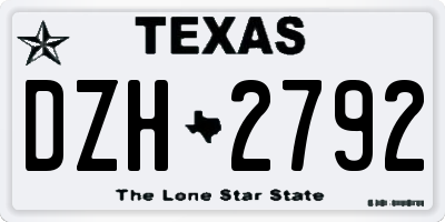 TX license plate DZH2792