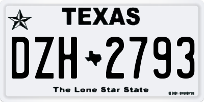 TX license plate DZH2793