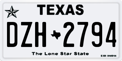 TX license plate DZH2794