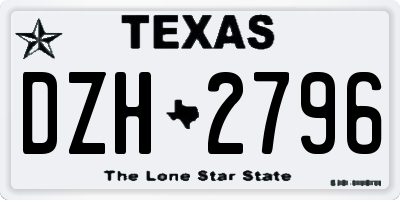 TX license plate DZH2796