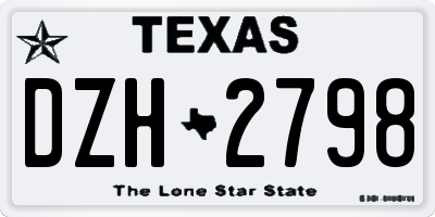 TX license plate DZH2798