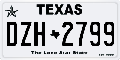 TX license plate DZH2799