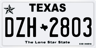 TX license plate DZH2803