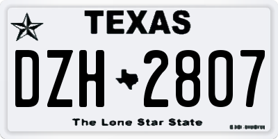 TX license plate DZH2807
