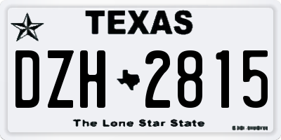 TX license plate DZH2815