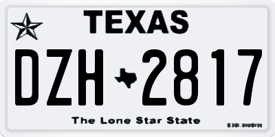 TX license plate DZH2817