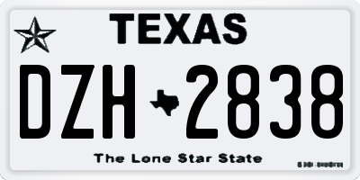 TX license plate DZH2838