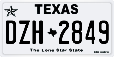 TX license plate DZH2849