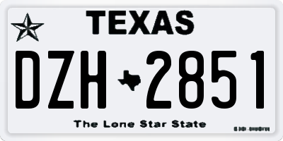 TX license plate DZH2851