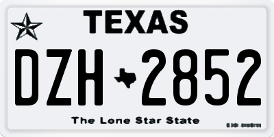 TX license plate DZH2852