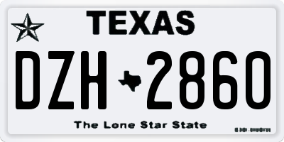 TX license plate DZH2860