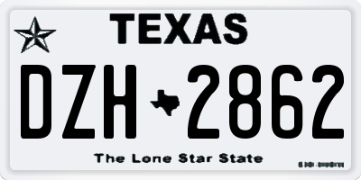 TX license plate DZH2862