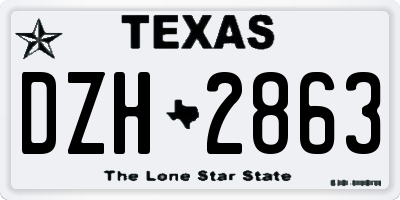 TX license plate DZH2863