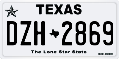 TX license plate DZH2869