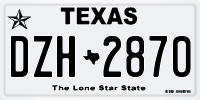 TX license plate DZH2870
