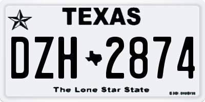 TX license plate DZH2874
